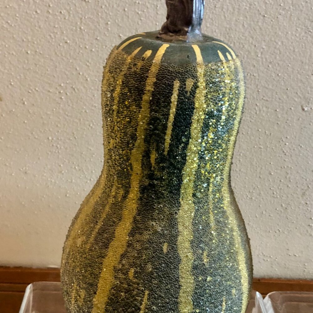 Pottery Barn Gourd Candles Sparkle Glitter New Bundle set of 2 LARGE - Picture 8 of 14